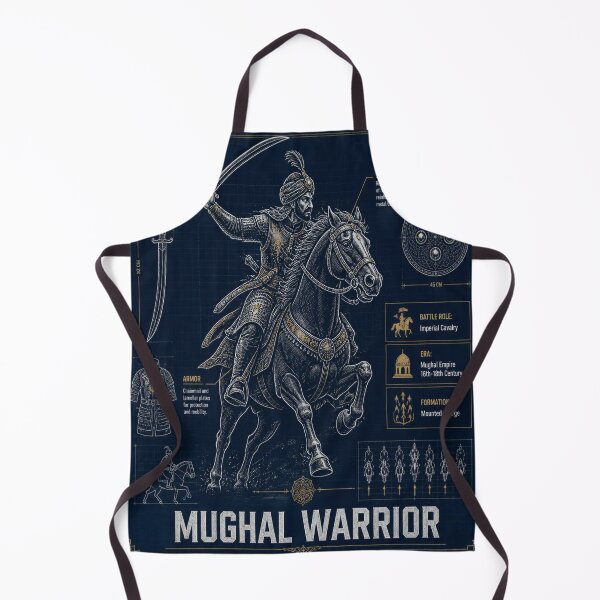 Item preview, Mughal Warrior Blueprint Shirt | Imperial Indian Fighter Illustration designed and sold by SunnyDesign82.