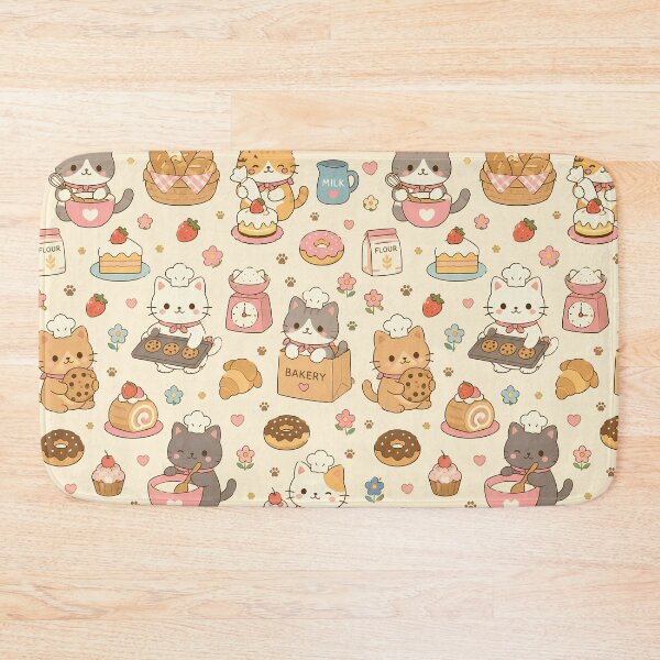 Item preview, Kawaii Baking Cats Pattern designed and sold by Soft Berry Studio.