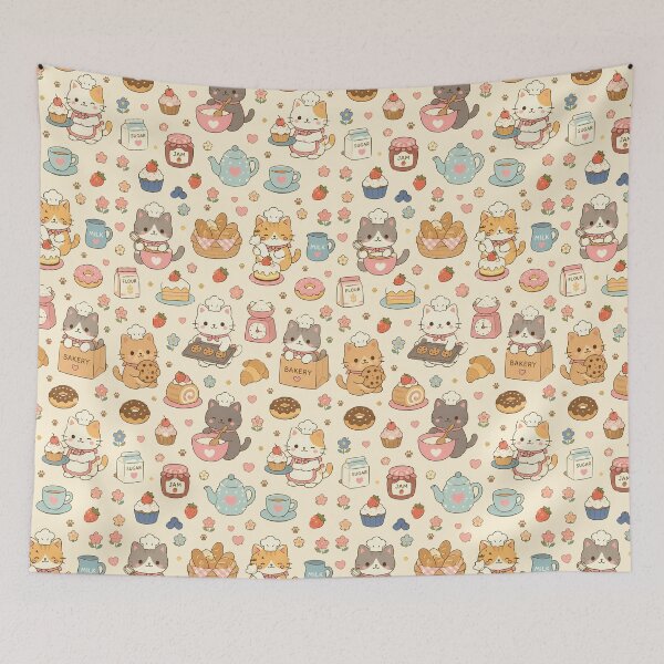 Item preview, Kawaii Baking Cats Pattern designed and sold by Soft Berry Studio.