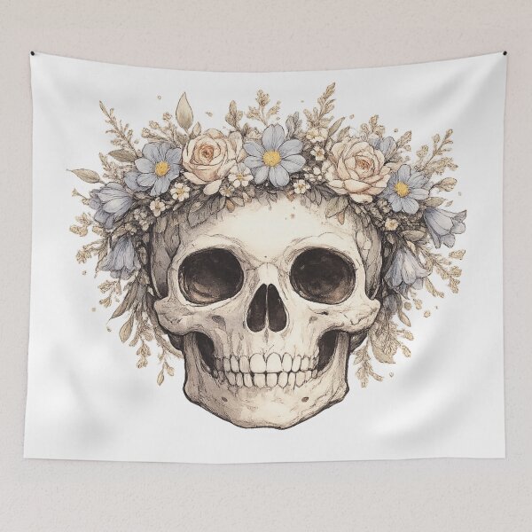 Item preview, Floral Skull Vintage Botanical Flower Crown Dark Academia Design designed and sold by irfanshikh.