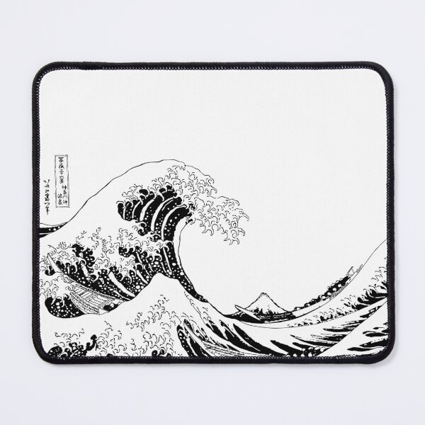Item preview, Black and White Great Wave off Kanagawa - Minimalist Ukiyo-e Stencil designed and sold by evrankart.