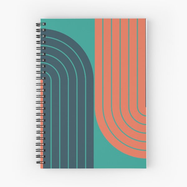 Item preview, Arch and Line Minimalist Retro Midcentury Modern Ocean Teal and Coral Geometric Art designed and sold by nineFlorals.