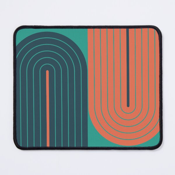 Item preview, Arch and Line Minimalist Retro Midcentury Modern Ocean Teal and Coral Geometric Art designed and sold by nineFlorals.