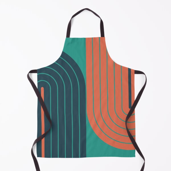 Item preview, Arch and Line Minimalist Retro Midcentury Modern Ocean Teal and Coral Geometric Art designed and sold by nineFlorals.