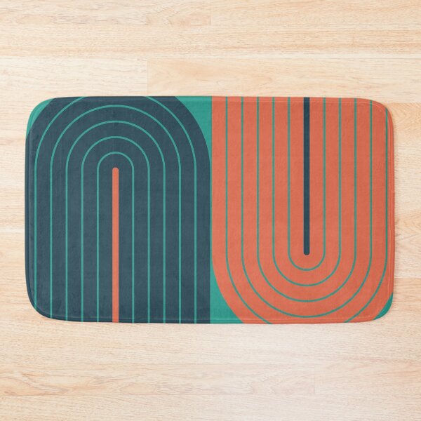 Item preview, Arch and Line Minimalist Retro Midcentury Modern Ocean Teal and Coral Geometric Art designed and sold by nineFlorals.