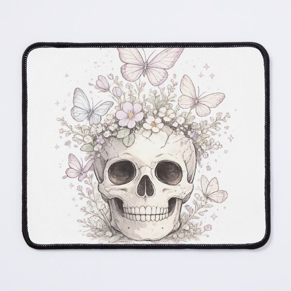 Item preview, Skull Butterflies Pastel Flowers Dreamy Gothic Botanical Design designed and sold by irfanshikh.