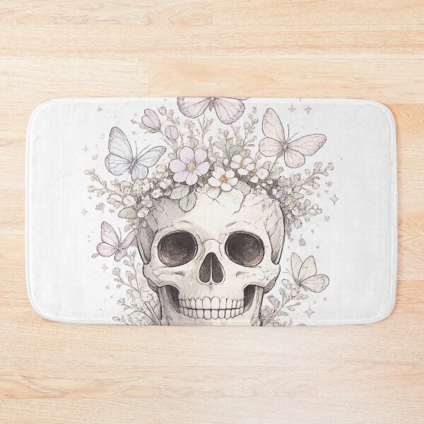 Item preview, Skull Butterflies Pastel Flowers Dreamy Gothic Botanical Design designed and sold by irfanshikh.