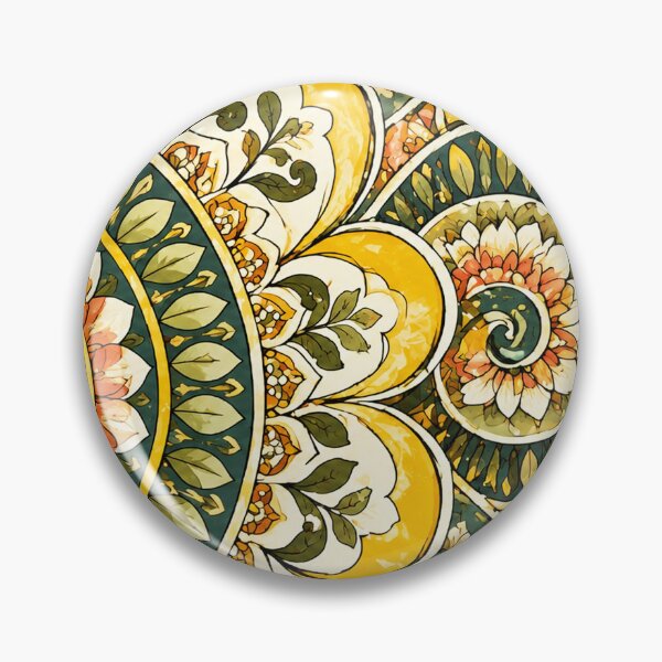 Item preview, Delicate Floral Mandala Botanical Art — Green Gold Garden Mandala Print designed and sold by freezed-frames.