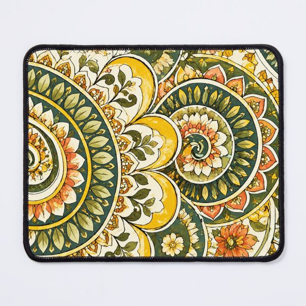 Item preview, Delicate Floral Mandala Botanical Art — Green Gold Garden Mandala Print designed and sold by freezed-frames.