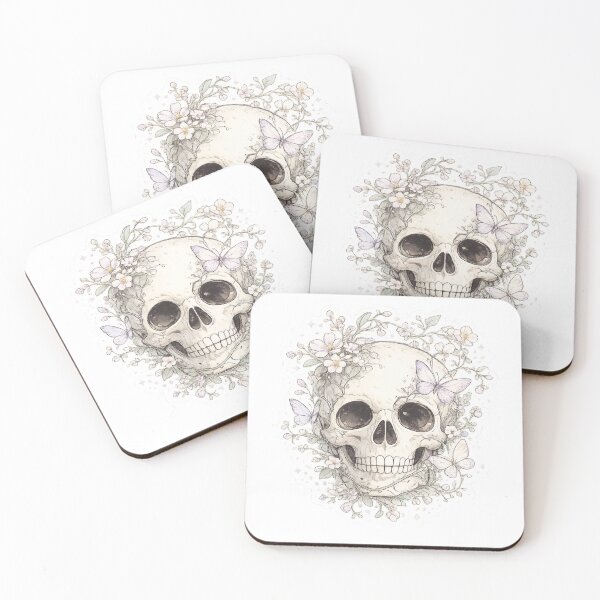 Item preview, Skull Wildflower Wreath Sketch Style Gothic Botanical Art Design designed and sold by irfanshikh.