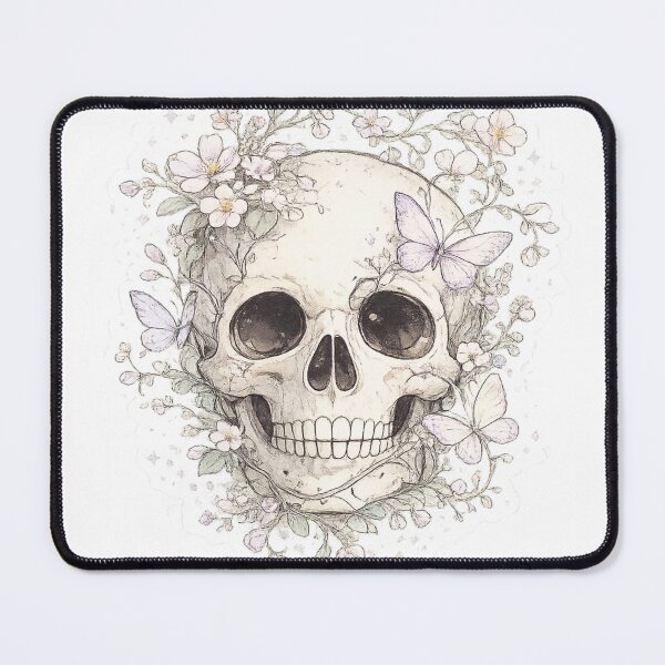 Item preview, Skull Wildflower Wreath Sketch Style Gothic Botanical Art Design designed and sold by irfanshikh.