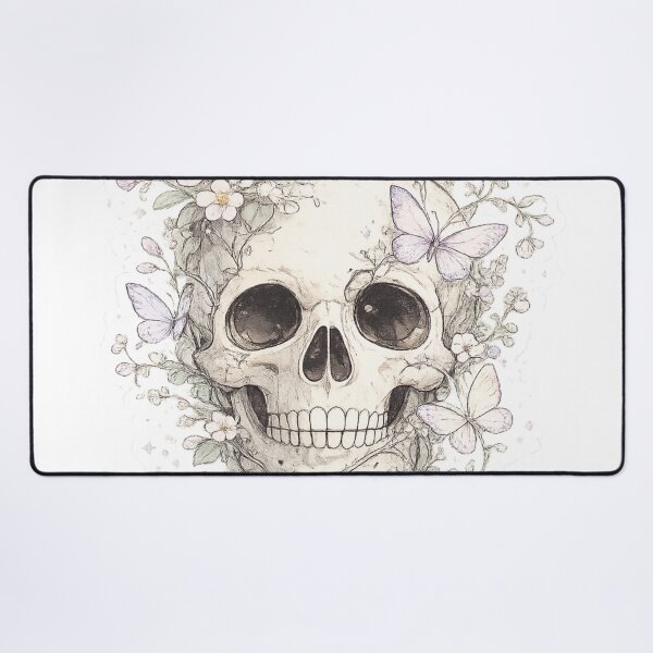 Item preview, Skull Wildflower Wreath Sketch Style Gothic Botanical Art Design designed and sold by irfanshikh.