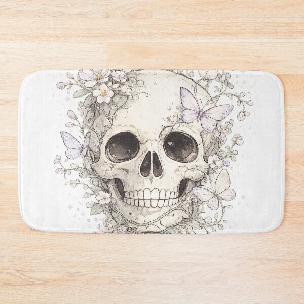 Item preview, Skull Wildflower Wreath Sketch Style Gothic Botanical Art Design designed and sold by irfanshikh.