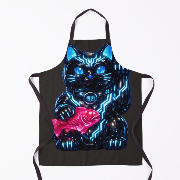 Item preview, Cyberpunk Maneki Neko - Futuristic Neon Lucky Cat with Koi Fish designed and sold by Neo Tokio.