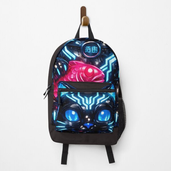 Item preview, Cyberpunk Maneki Neko - Futuristic Neon Lucky Cat with Koi Fish designed and sold by Neo Tokio.