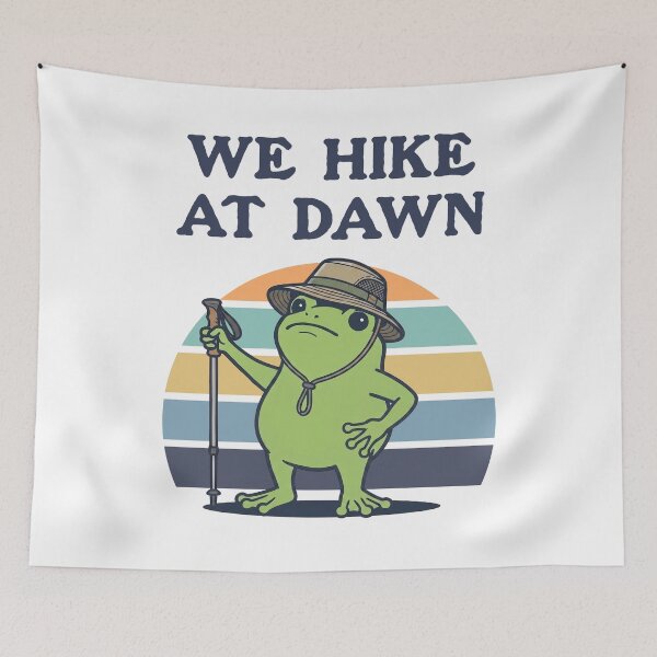 Item preview, We Hike At Dawn Frog Hiker Sunrise designed and sold by d247.