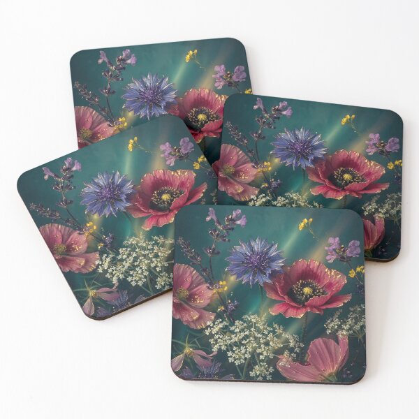 Item preview, Ethereal Midnight Garden Dark Botanical Wildflowers - Purple Poppies Blue Cornflowers Gold Accents - Moody Vintage Floral Print - Gothic Cottagecore Wall Decor designed and sold by WitchyBotanicaArt.