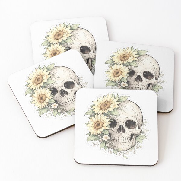 Item preview, Sunflower Skull Botanical Gothic Floral Boho Design designed and sold by irfanshikh.