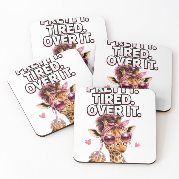 Item preview, Pretty Tired Over It Giraffe Coffee Lover Pink Aesthetic designed and sold by AgnesDream.