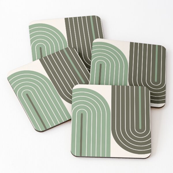 Item preview, Arch and Line Minimalist Green Geometric Art designed and sold by nineFlorals.