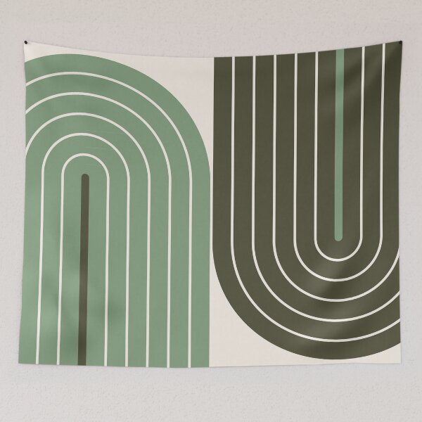 Item preview, Arch and Line Minimalist Green Geometric Art designed and sold by nineFlorals.