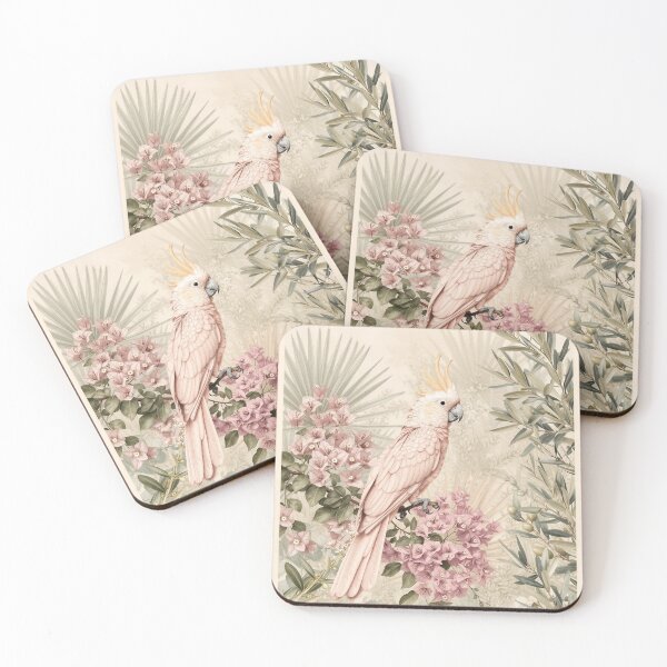 Item preview, Pink Cockatoo | Tropical Botanical Art Print designed and sold by AgnieshkaSiwek.