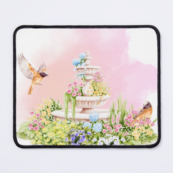 Item preview, Watercolor Garden Fountain with Cute Birds designed and sold by mug&more station.