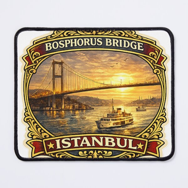 Item preview, Bosphorus Bridge Istanbul Vintage Travel Badge Sticker | Turkey Landmark Souvenir designed and sold by DreamPaw Studio.