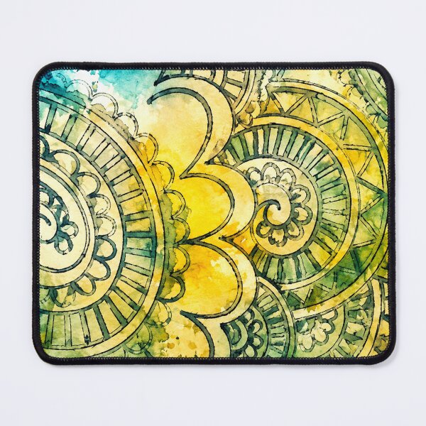 Item preview, Watercolor Boho Mandala Art — Teal Yellow Spiritual Meditation Print designed and sold by freezed-frames.