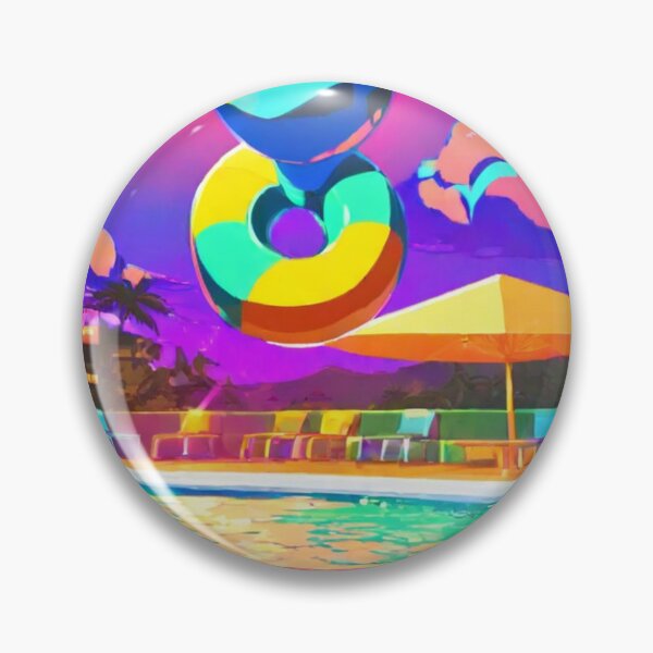 Item preview, Digital Art - Surreal Pool Scene, Saturated Colors and Floating Shapes designed and sold by Reverso-Design.