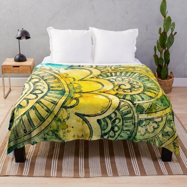 Item preview, Watercolor Boho Mandala Art — Teal Yellow Spiritual Meditation Print designed and sold by freezed-frames.