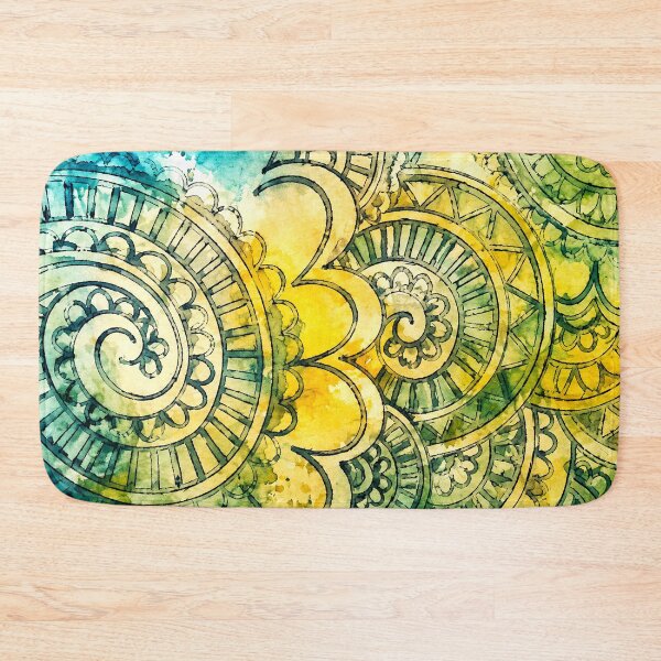 Item preview, Watercolor Boho Mandala Art — Teal Yellow Spiritual Meditation Print designed and sold by freezed-frames.