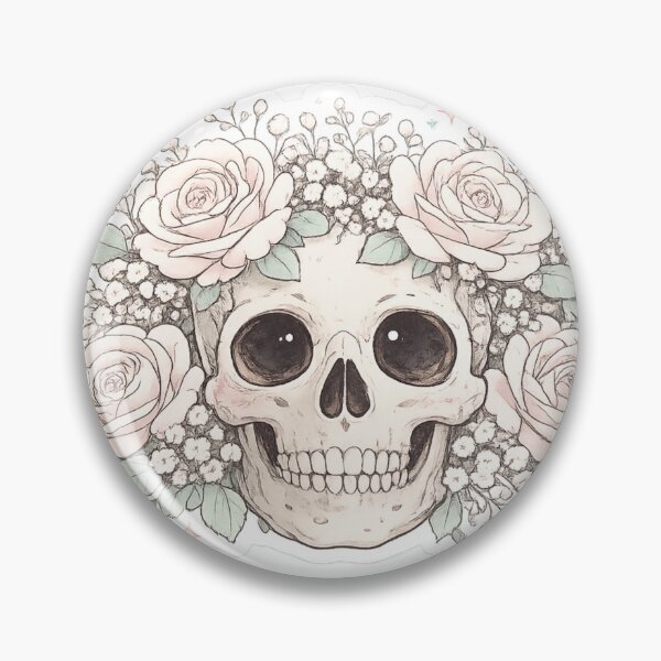 Item preview, Pink Rose Skull Soft Gothic Botanical Sticker Design designed and sold by irfanshikh.