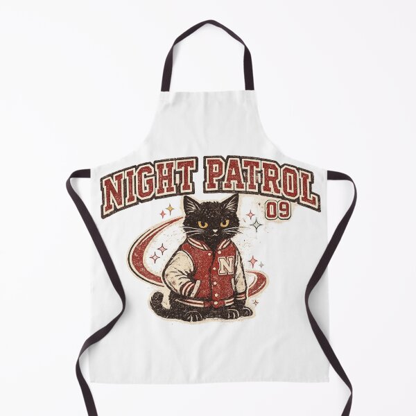 Item preview, Night Patrol Black Cat Varsity Jacket Retro College Graphic Tee designed and sold by Moonveil_Studio.