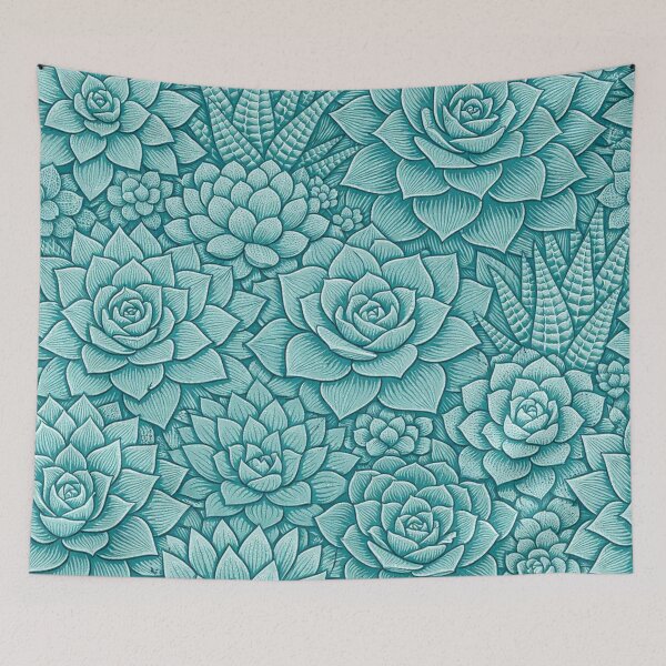Item preview, Teal Succulent Botanical Pattern designed and sold by Owcomm.