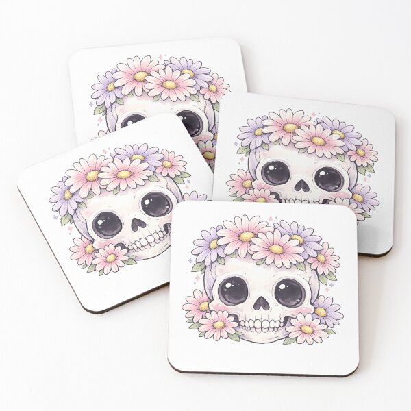 Item preview, Cute Kawaii Skull Daisy Flower Crown Pastel Gothic Design designed and sold by irfanshikh.