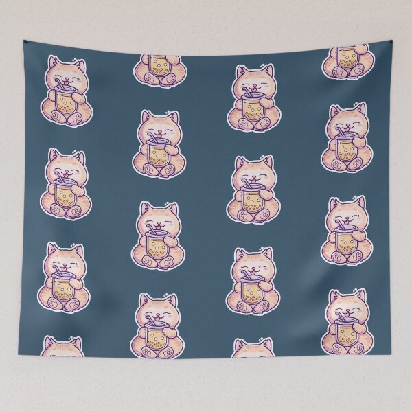 Item preview, Cute Cat Drinking Boba Bubble Tea Cartoon designed and sold by Phongphut.