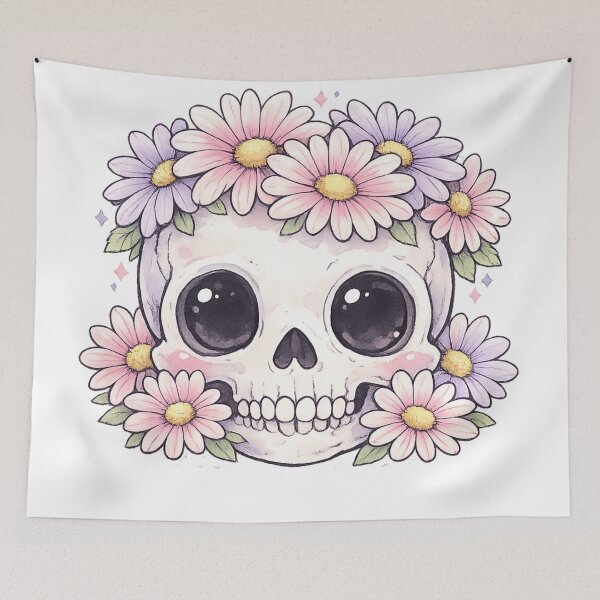 Item preview, Cute Kawaii Skull Daisy Flower Crown Pastel Gothic Design designed and sold by irfanshikh.