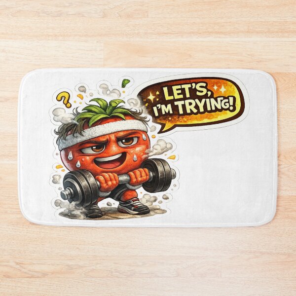 Item preview, Let's Try I'm Trying Funny Tomato Gym Meme Sticker designed and sold by Bhinfy.