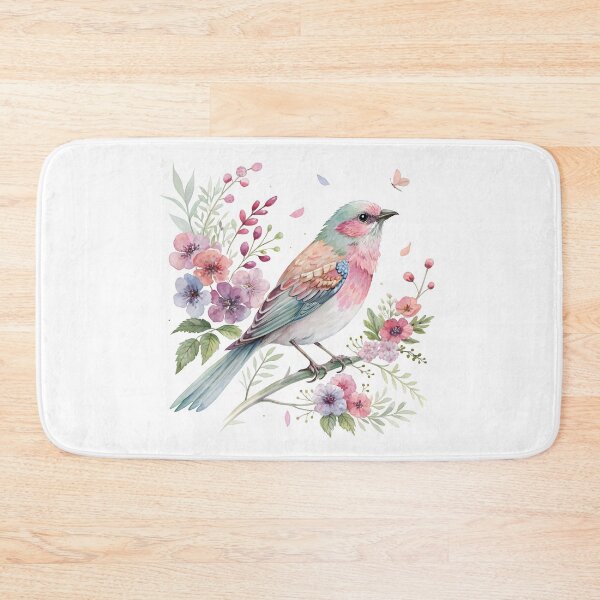 Item preview, Watercolor painted bird with flowers designed and sold by trendspatterns.