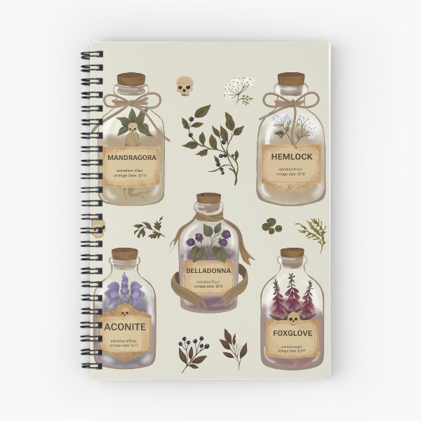 Item preview, Vintage Poison Apothecary Bottles Botanical Illustration designed and sold by StoriesInGrain.