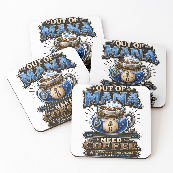 Item preview, Out of Mana Need Coffee – Funny RPG Gamer Coffee Lover T-Shirt Design designed and sold by Shabrinox.