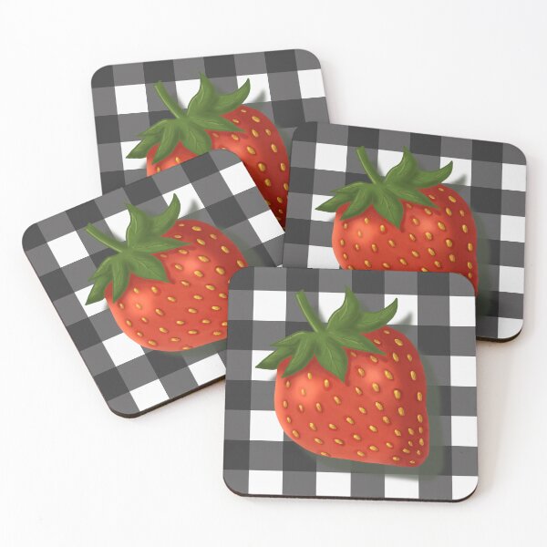Item preview, Strawberry on black gingham - Rockabilly American diner designed and sold by OhNoNotAgain42.