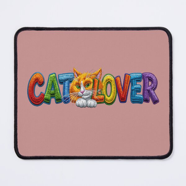 Item preview, Cat Lover Colorful Embroidery Typography designed and sold by MegaNovaArt.