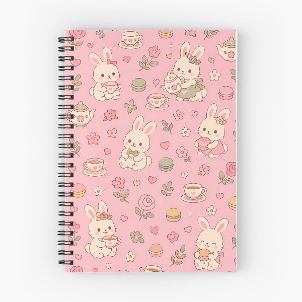 Item preview, Bunny Flower Tea House Kawaii Pattern designed and sold by Soft Berry Studio.