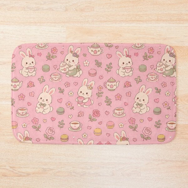 Item preview, Bunny Flower Tea House Kawaii Pattern designed and sold by Soft Berry Studio.