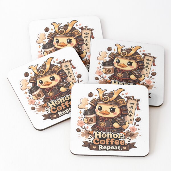 Item preview, Honor Coffee Repeat Samurai Duck Shirt | Cute Coffee Warrior Funny Caffeine Lover Gift designed and sold by MrDev.