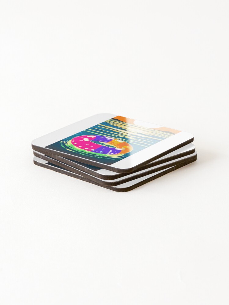 Thumbnail 4 von 5, Untersetzer (4er Set), Illustration - Colorful Float, Retro-Futuristic Summer Vibe designt und verkauft von Reverso-Design.