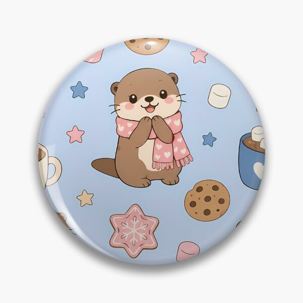 Item preview, Otter Marshmallow Cocoa Kawaii Pattern designed and sold by Soft Berry Studio.