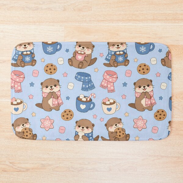 Item preview, Otter Marshmallow Cocoa Kawaii Pattern designed and sold by Soft Berry Studio.